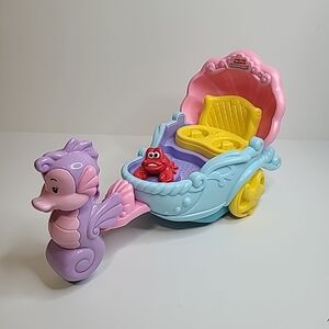 2012 Fisher Price Little People Little Mermaid Ariel's Musical Carriage WORKS